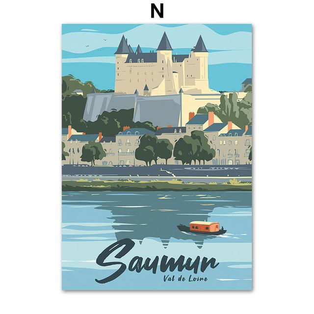 Anime Travel City Landscape Poster French Italy Vintage Wall Art Canvas Painting Nordic Prints Pictures for Living Room Decor