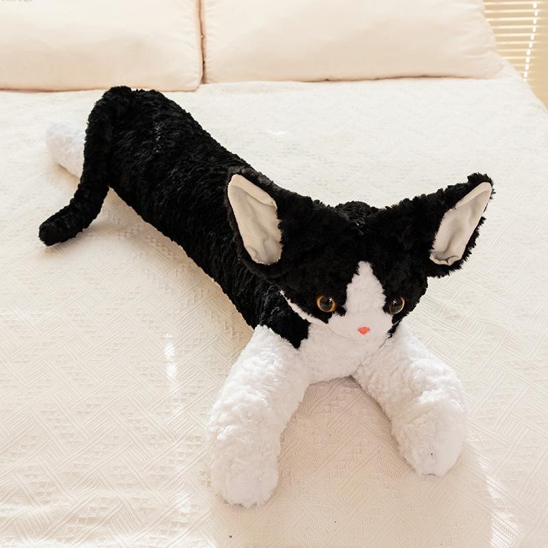 

Плюшевая подушка в виде черного кота породы германский рекс – Милый лежащий котенок, мягкая игрушка, подарок на день рождения 115cm3kkg