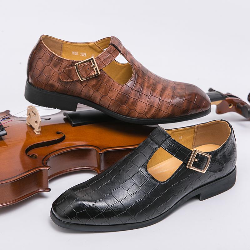 

Large size leather shoes men s summer breathable dress business casual leather shoes men s soft-soled black leather shoes 46 коричневый