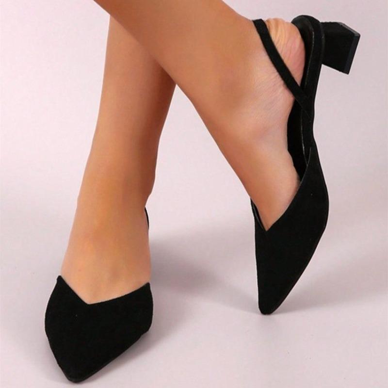 Sandales à Talon Bloc Mode Automne Nouvelle Collection Bout Pointu Tige Basse Antidérapantes Résistantes à l'Usure Chaussures à Talon Kitten
