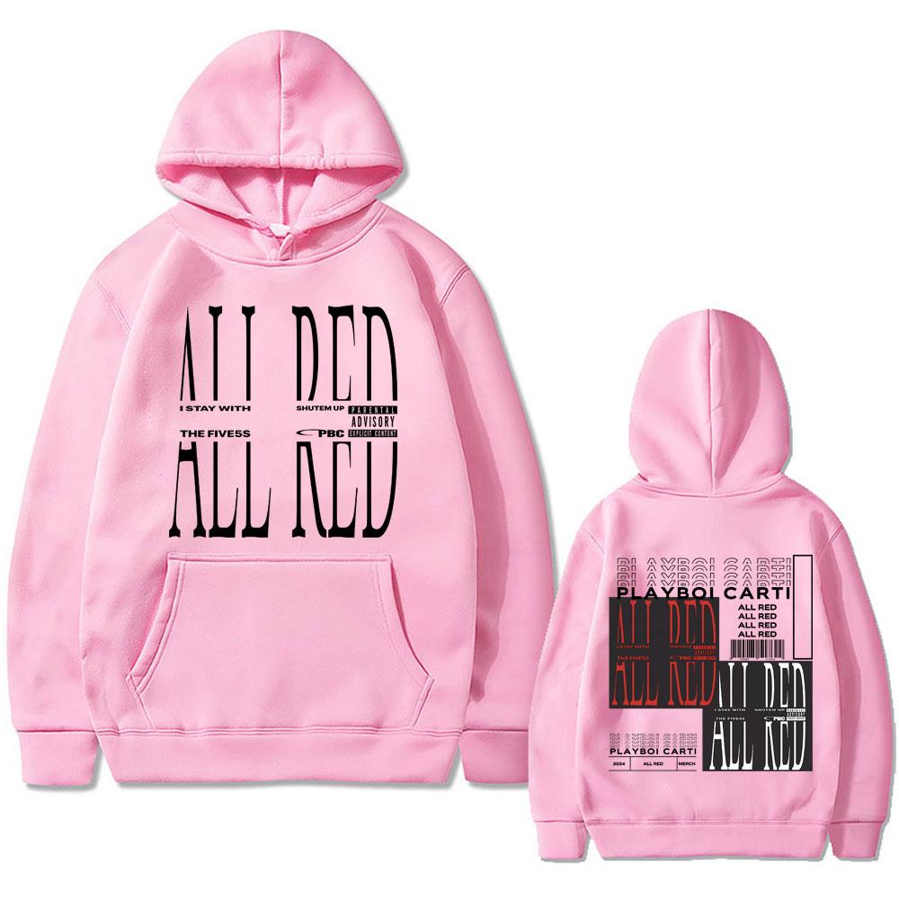 Rapper Playboi Carti Opium ALL RED Album Grafik Hoodie Herren Damen Mode Hip Hop Kapuzenpullover Herren 90er Übergroße Hoodies