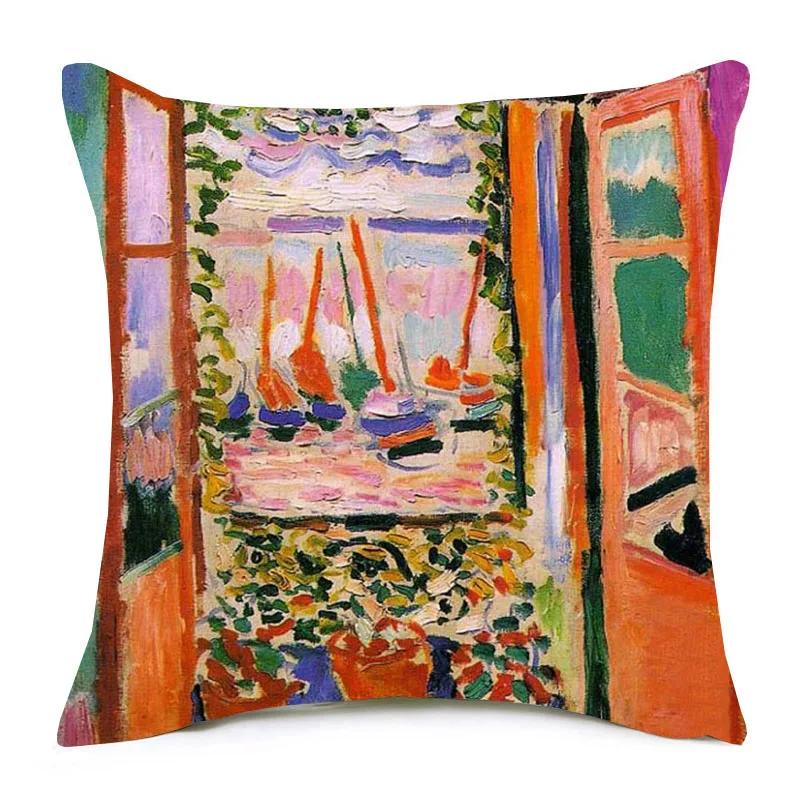 Henri Matisse Printed Cushion Cover Portrait Oil Art Painting Decorative Pillowcase Home Decor Polyester Cotton Linen 45X45cm