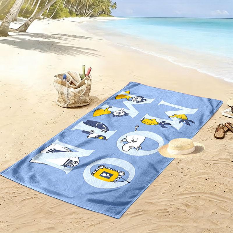 Moomin Art Print Beach Towel, Large Soft Quick Dry Towel for Beach Camping Swimming