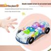 In Stock: Interactive Transparent Gear Racing Car – Omni-directional Walking, Lights, Music, Electric Toy for Children & Parents