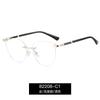 Spring Hinge Transparent Rimless Glasses Women Trendy Large Cat Eye Anti Blue Light Plain Glass Spectacle