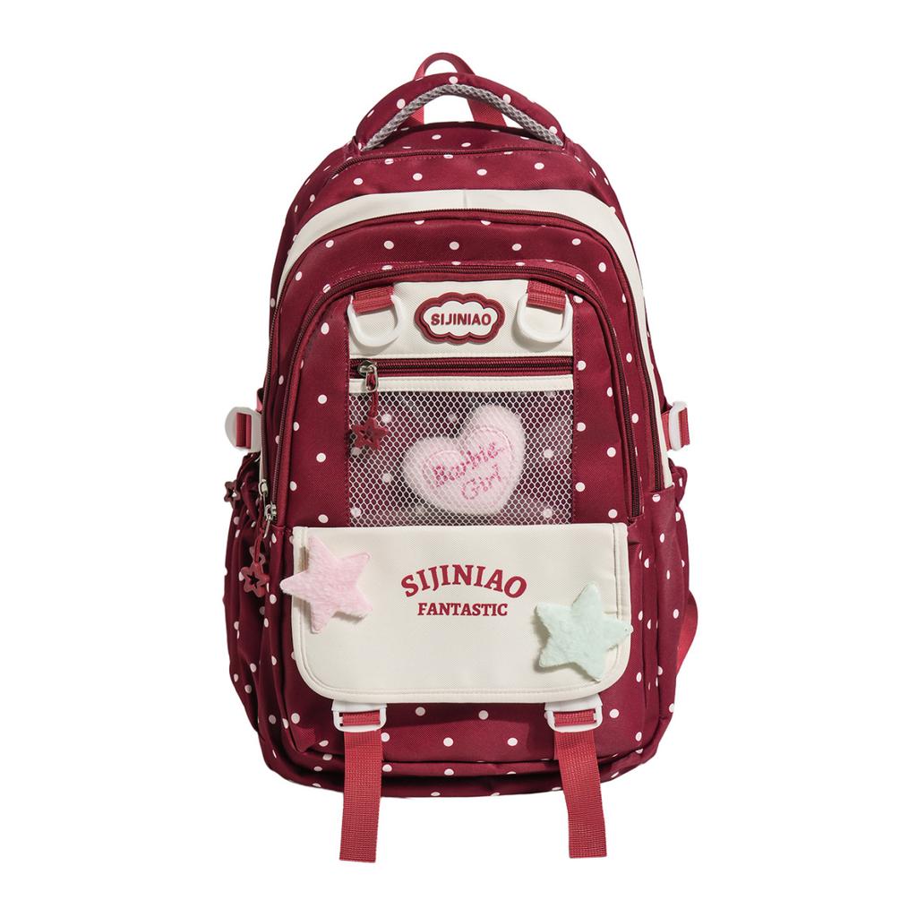 Schoolbag1011 new student schoolbag high value cartoon polka dot backpack multi-function large capacity backpack spot wholesale