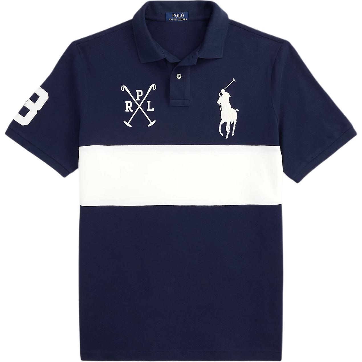 

Polo Ralph Lauren Мужская футболка-поло с вышивкой и рубчиками, короткий рукав, темно-синий 710971684-001 XL