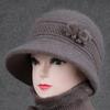 Knitted Hat Women'S Winter Grandma Wool Hat Scarf Set Basin Hat Rabbit Hair Fleece Warm Mom Cold Hat