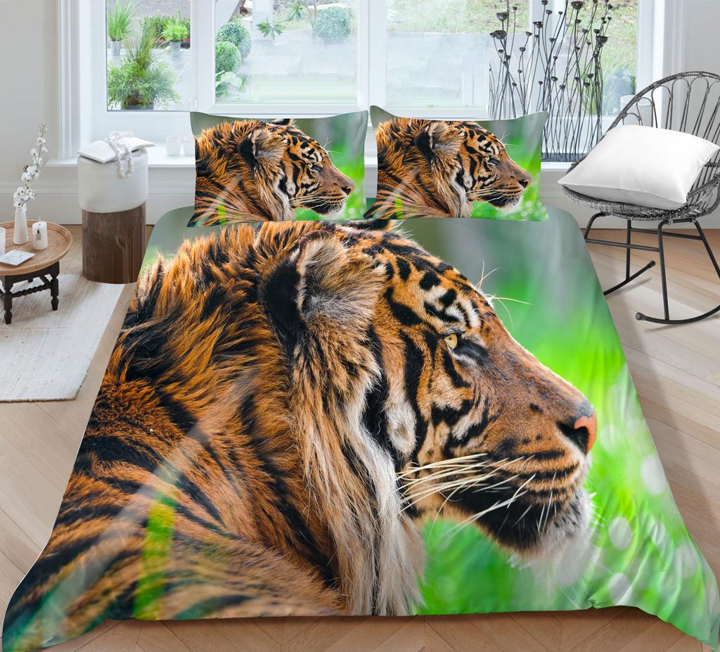 Tiger-serien Digitaltryckt Sängkläder Två- eller Tre-delat Set av Polyestertyg