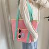 Schultertasche Netz-Einkaufstasche Bunte Netz-Handtasche Picknick-Snacktasche Netz-Tragetasche Sommer