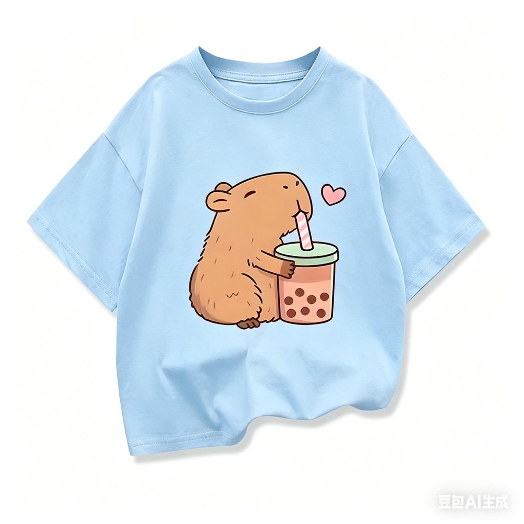 Capybara Kids Clothing Tees Summer Printed Cartoon Fashion Short Sleeve Girls Tshirt Popular Design Childrens T Shirts Oneck