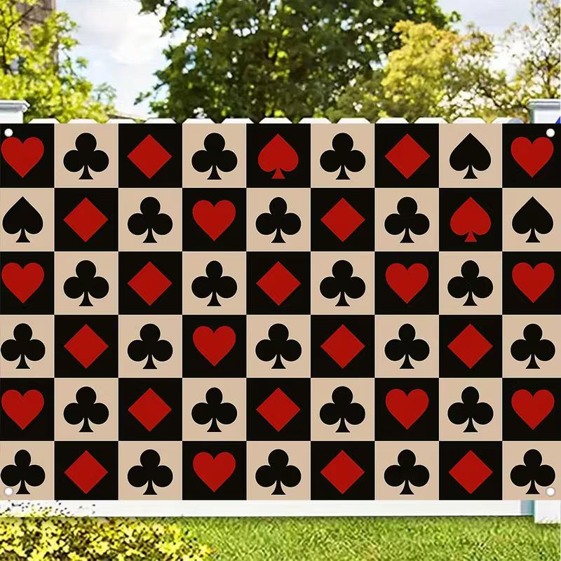 2D Retro Playing Card Suit Tapestry Wall Hanging Casino Party Background Cloth