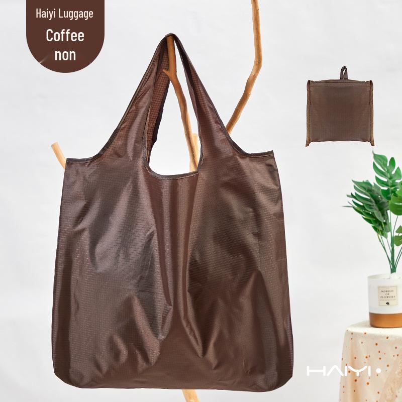 Large Capacity Foldable Waterproof Tote Bag - Solid Color Eco-friendly Oxford Cloth for Grocery Shopping