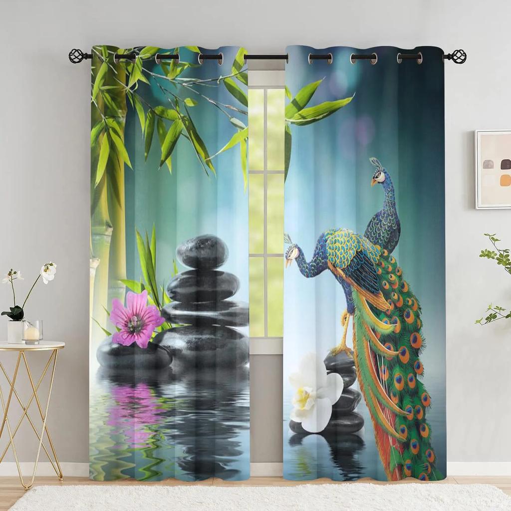 Peacock Flower Curtains for The Bedroom Animal Drapes in Living Room Curtin for Window Home Decor High Shading New Pattern