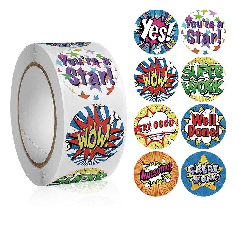 500pcs Reward Stickers, Children, Teacher, Classroom, School, Work, Study, Training Stickers, Handmade Self Adhesive Labels
