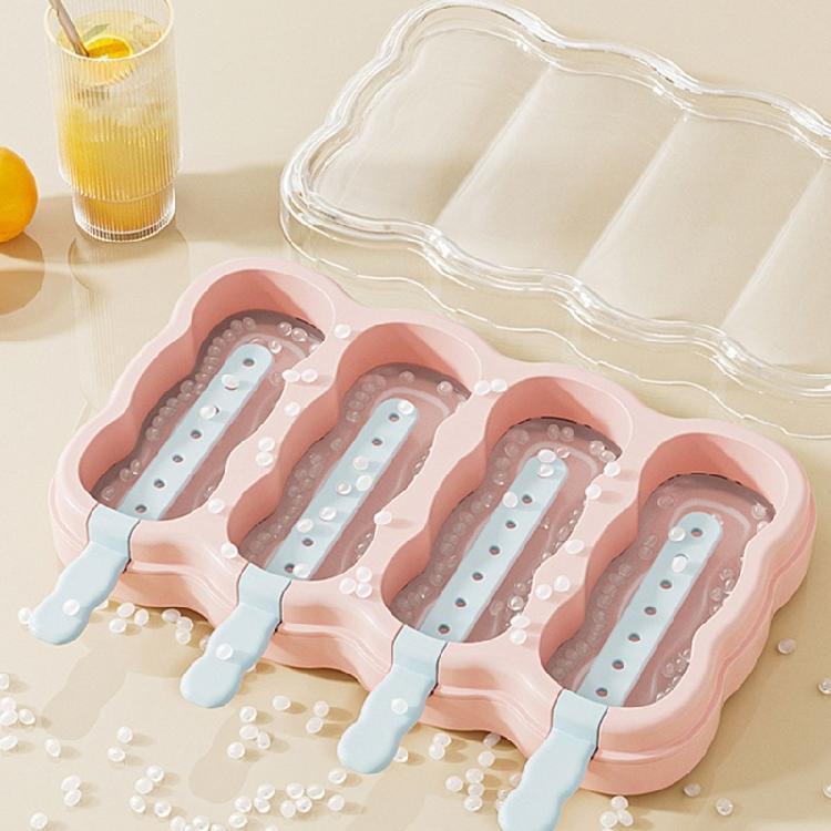 Plastic Ice Molds With Stick for Parties and Gatherings Easy Releases 4 Compartments Popsicles Moulds Ice Cream Molds