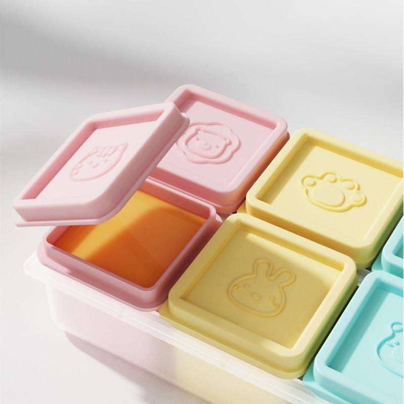 Dishwasher Safe Baby Food Storage Container 6 Grids Silicone Snacks Organizers Freezer To Microwave Snacks Box With Lid