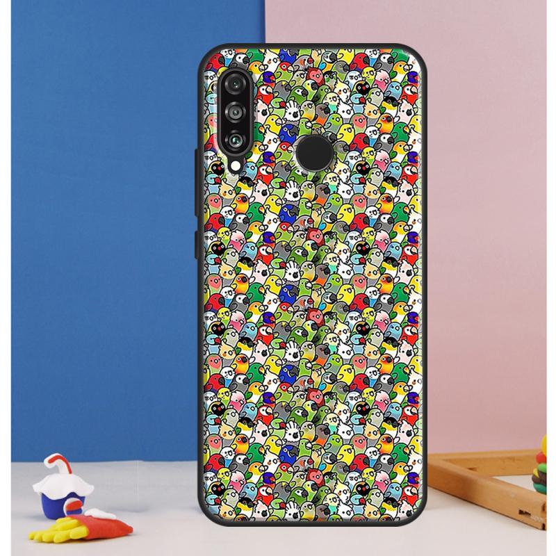 Cartoon Cockatiel Collage Case For Huawei Nova 10 9 SE 8i 11i 12i 12s Y60 Y61 Y70 Y90 Y72 Y73 Y91 P60 Pro P30 P40 Lite