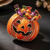Halloween Clothing Accessory Pumpkin Candy Bowl Brooch, Rhinestone Women Accessories Holder Lapel Pin, Costume Jewelry Sparkling Pin