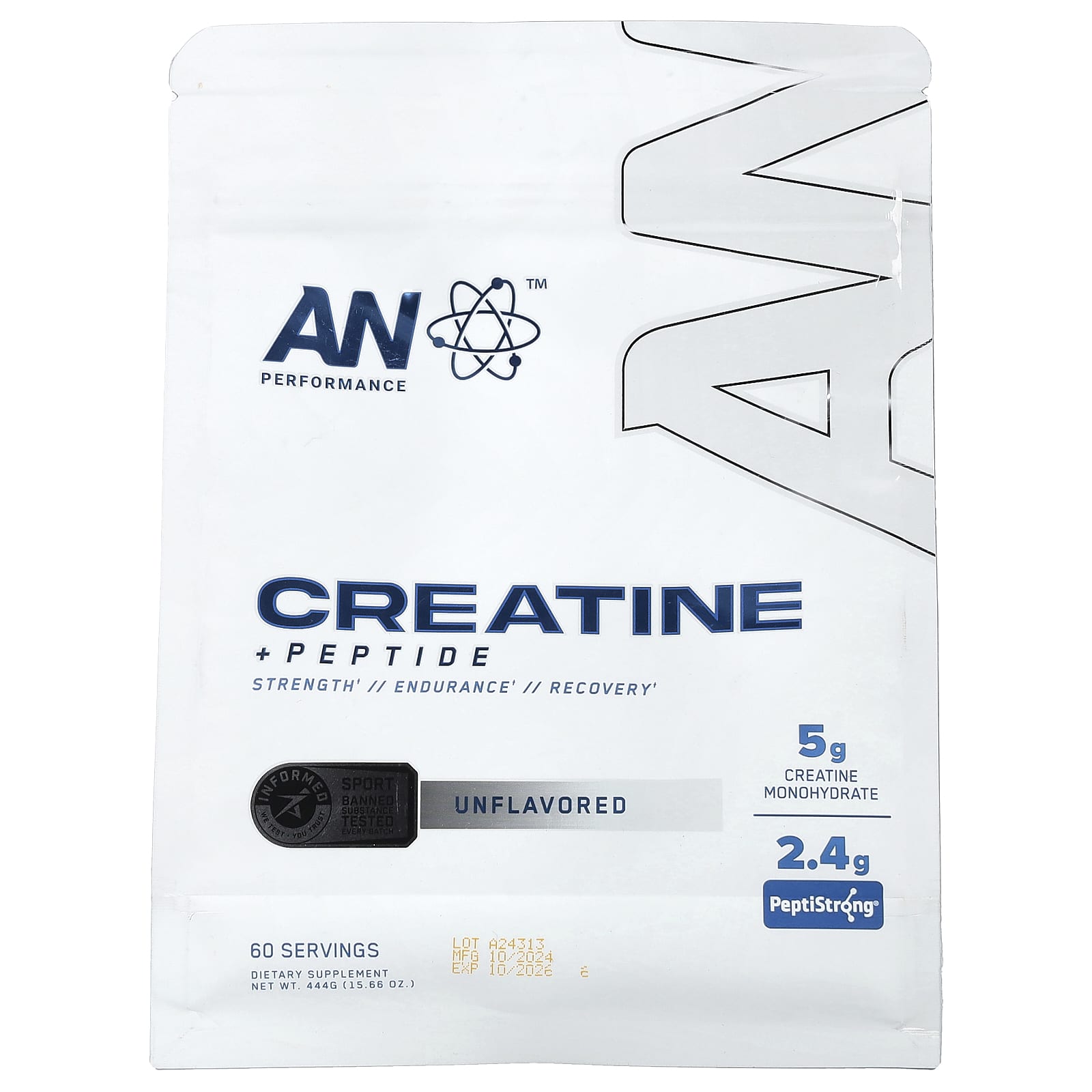 

Creatine + Peptides, Unflavored, 444G (15.66Oz)