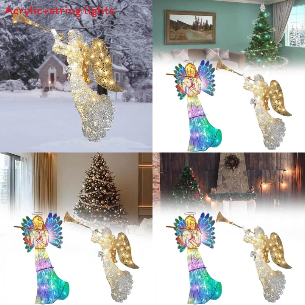 Angel Tree Topper With Illuminated Star For Holiday Festivities