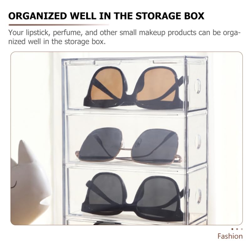 Garneck Clear Acrylic Storage Box, 4-Drawer Cosmetic Storage Case, Makeup Organizer for Eyeglasses and Accessories, Stackable, Space-Saving Design