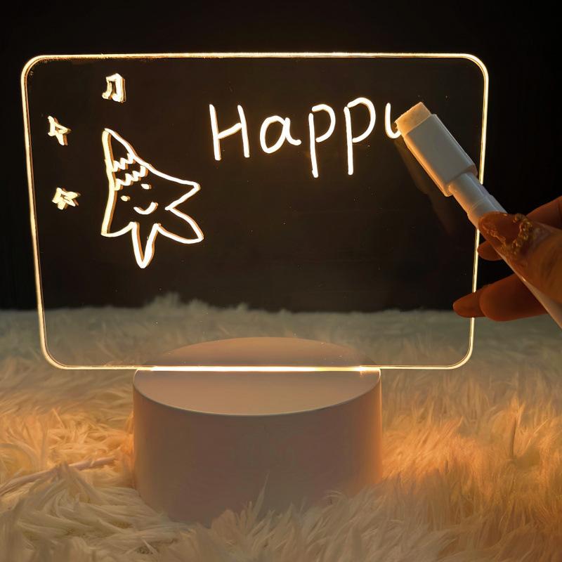 3D Acrylic LED Writing Light Board Erasable Message Note Lamp with Pen for School Classroom Reminder Students Gift