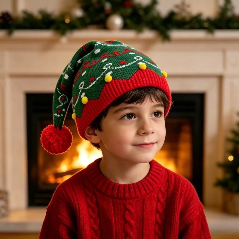 1/2 Pezzi Cappello a Berretto Lavorato a Maglia di Natale con Morbido Pompon Fantasie Natalizie Per Feste di Natale Eventi Invernali Riunioni Familiari