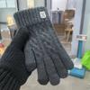 Knitted Wool Gloves Camel Wool Piled Thickened Thermal Gloves Outdoor Versatile Cold-proof Gloves