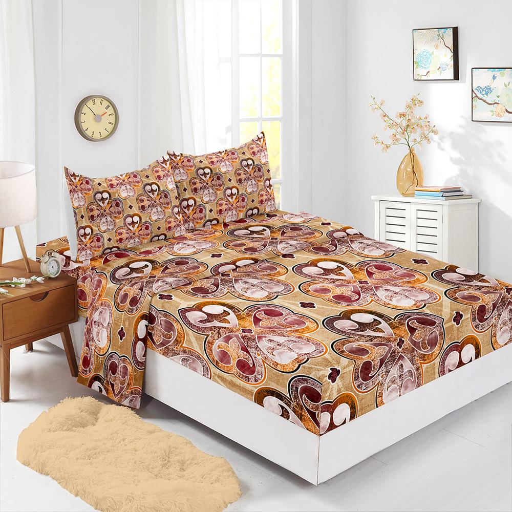 Four-Piece Mattress Set 3D Digital Printing Mattress Protective Cover Retro Line Mattress