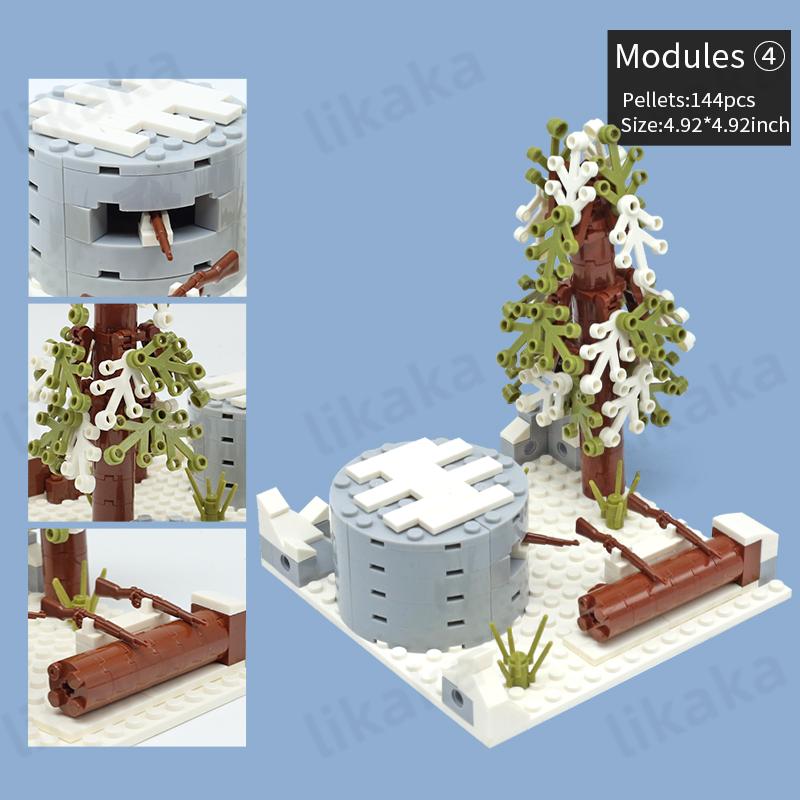 MOC Schneebedeckte Militärbasis Bausteine Militäraußenposten Blöcke Spielzeug für Jungen DIY Konstruktionsspielzeug Kompatibel mit Klassischen Steinen