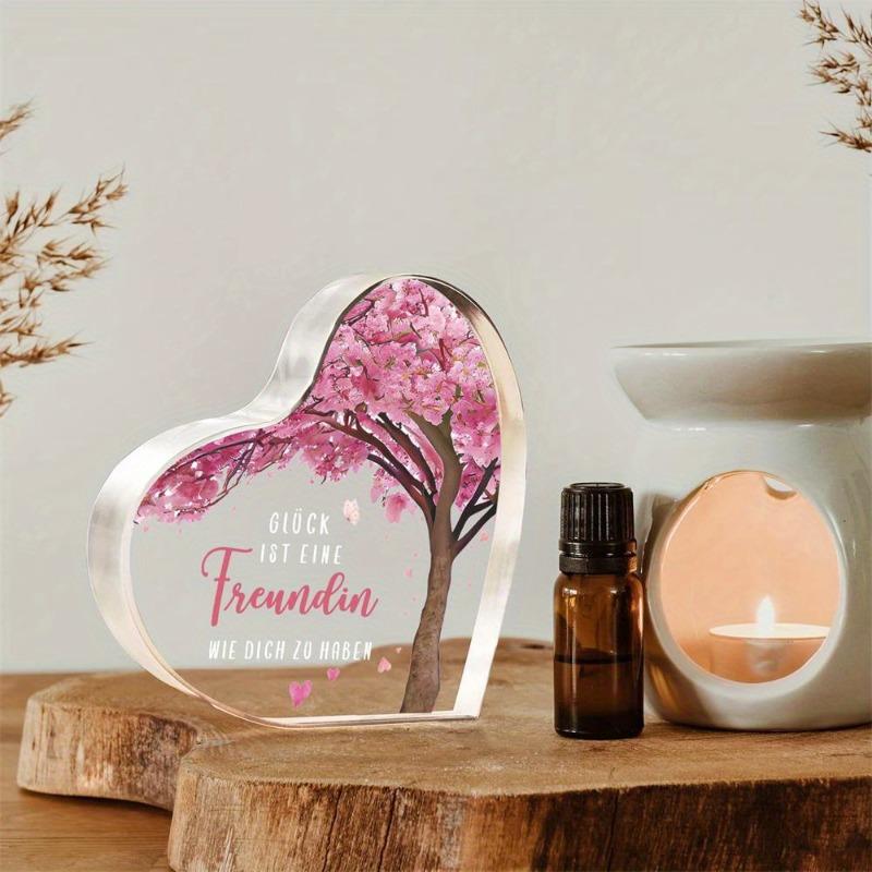 2D Flat Acrylic Heart-Shaped Souvenir Desk Decor Plaque, Suitable for wall decoration, porch, room, villa, accents Home, Hallway, or Workplace - Rusti