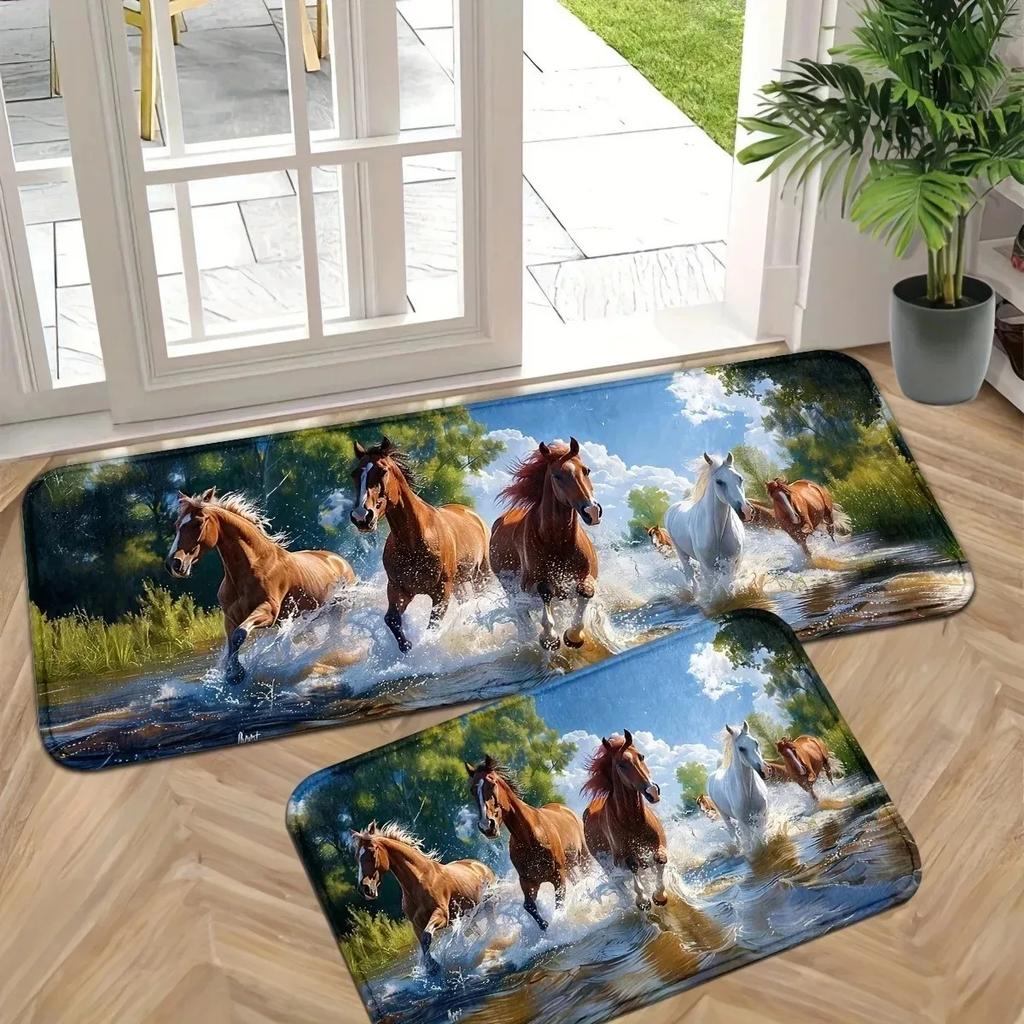 1PC Cute Cats Pattern Door Mats Kitchen Rugs Non-Slip Pop Design Living Room Rugs Bath Mat Carpet for Home Sink Laundry Decor