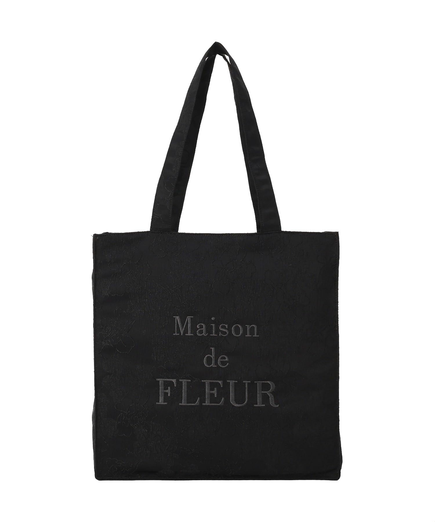 

Maison de FLEUR brand logo embroidered jacquard square tote size tote 08001410300 bag, black, F, bag, чёрный