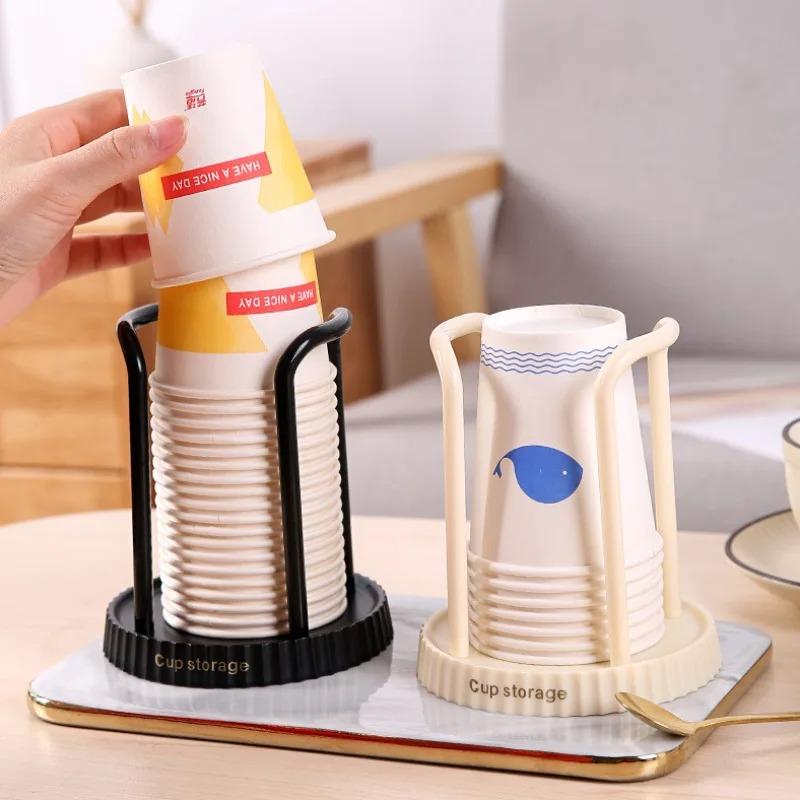 Thicken Durable Disposable Cup Luxurious Display Shelf Home Storage Rack for Home Dining Room Teacup Paper Cup Holder Dispenser