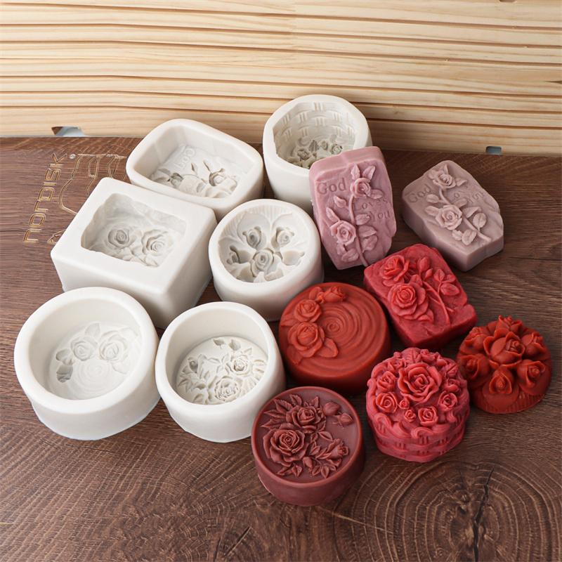 3D Peony Rose Silicone Soap Mold DIY Handmade Creative Flower Aromatherapy Plaster Resin Soap Making Supplies Kit Home Gifts
