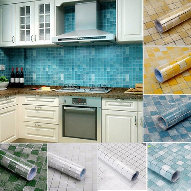 

45x100cm Мозаика Алюминиевая фольга Самоалипивная Анти Масляная стена Бумаги Кухня наклейка