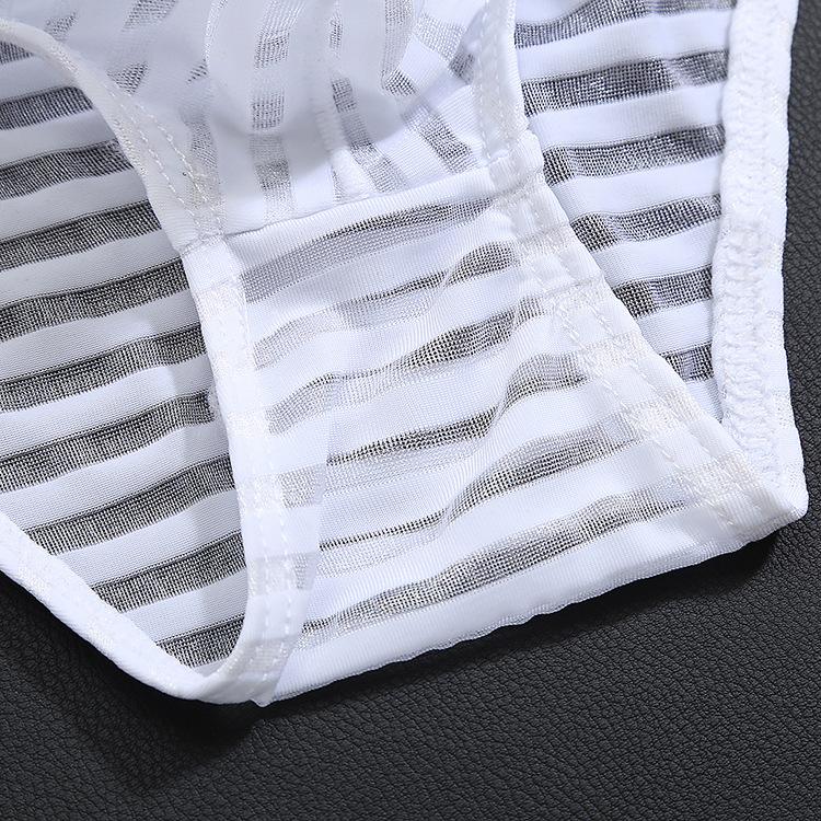 New Multi Color Men's Triangle Underwear Low Waist Breathable Solid Color Stripe Ultra Thin Transparent Ice Silk