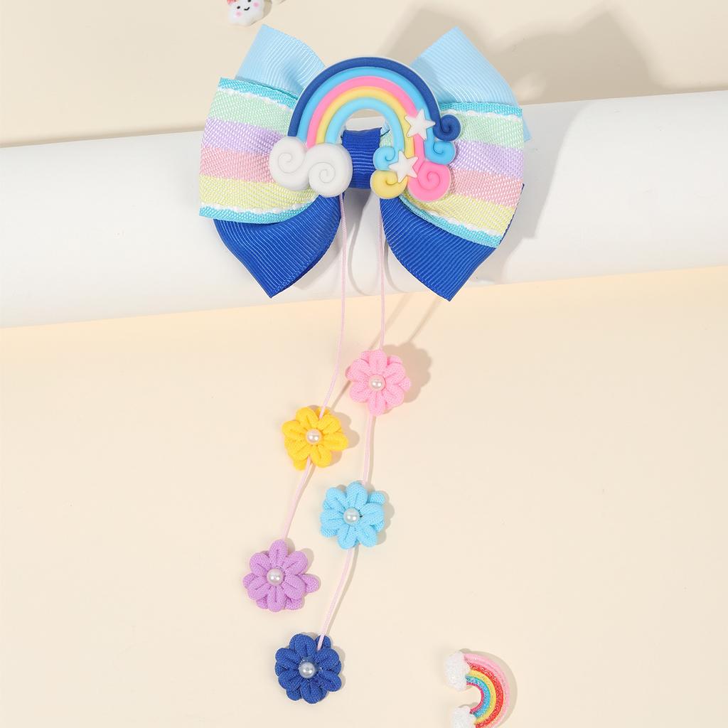 2 Stück Neue Kinder Schleife Regenbogen Haaraccessoires Kleine Blume Bänder Süße Kleine Mädchen Kopfschmuck Haarnadel Party Dekoration Geschenk