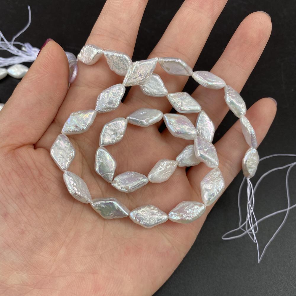 

1String, Lozenge Pearls, 8×14-9×15mm, White Natural Freshwater Pearl Beads for Jewelry Making DIY Supplies, Women s Craft Gifts 36cm 1String/8×14-9×15mm-36cm белый