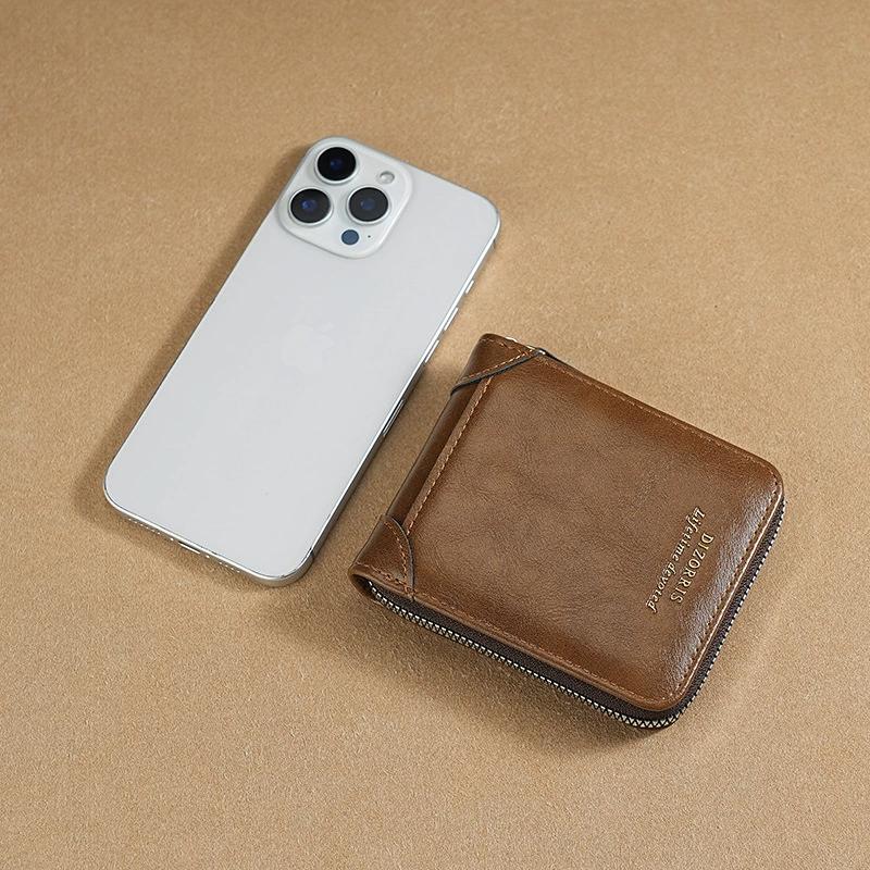 Short Small Zipper Wallet for Men Male Money Clip Vintage Purse Fashion Casual PU Leather Card Holder With Coin Pocket High Quality