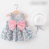Kinder Kleid Frühling Sommer Schlinge Kinder Kleidung Baby Mädchen Kleidung Druck Ärmelloses A-linie Plissee Blumen Kleid Mädchen