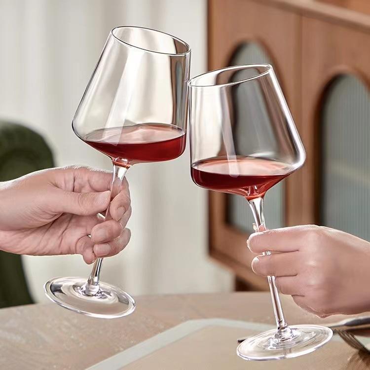 

Luxury Square Burgundy Wine Glasses Set, 450ml Premium Crystal Stemware for Red Wine, European Elegant Design Home & Gifts About 450ml
