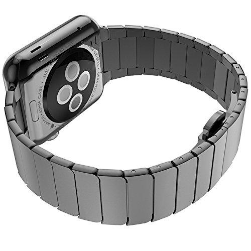 Stainless Steel Link Chain Watch Band with Butterfly Buckle for Apple Watch Series 10 42mm/9 8 7 41mm/SE (2023) SE (2022) SE 6 5 4 40mm/3 2 1 38mm
