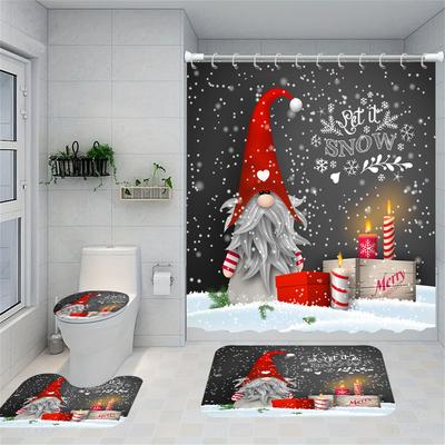 Weihnachtsserie Duschvorhang Digitaldruck Badezimmer Duschvorhang Vierteilig Polyester Duschvorhang