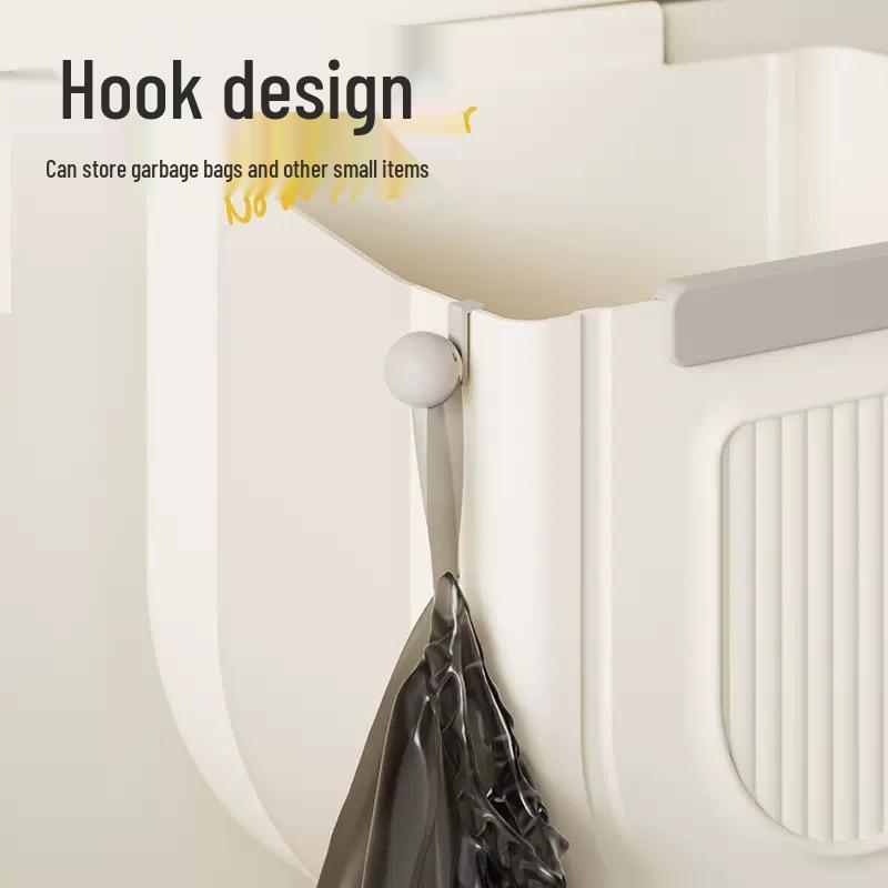 Wall-Mounted Foldable Kitchen Trash Can, Large Capacity, Door Hanging, Creative Classification.