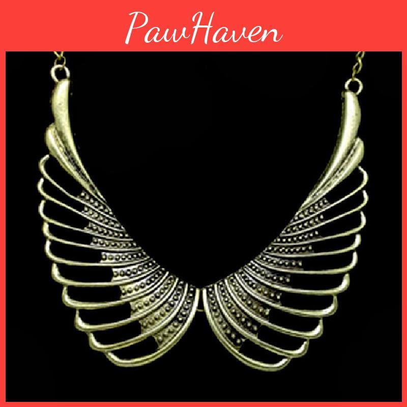Retro Fashionable Angel Wing Pendant Women Metal Necklace For Travel Gift And