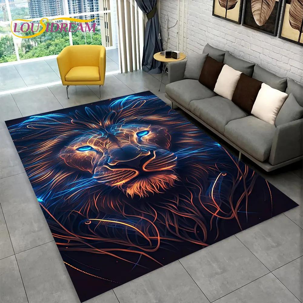 Novo tapete grande de área de animal de leão de sonho 3D, tapete de carpete para sala de estar, quarto, sofá, capacho de decoração, tapete de chão antiderrapante para brincadeira de criança