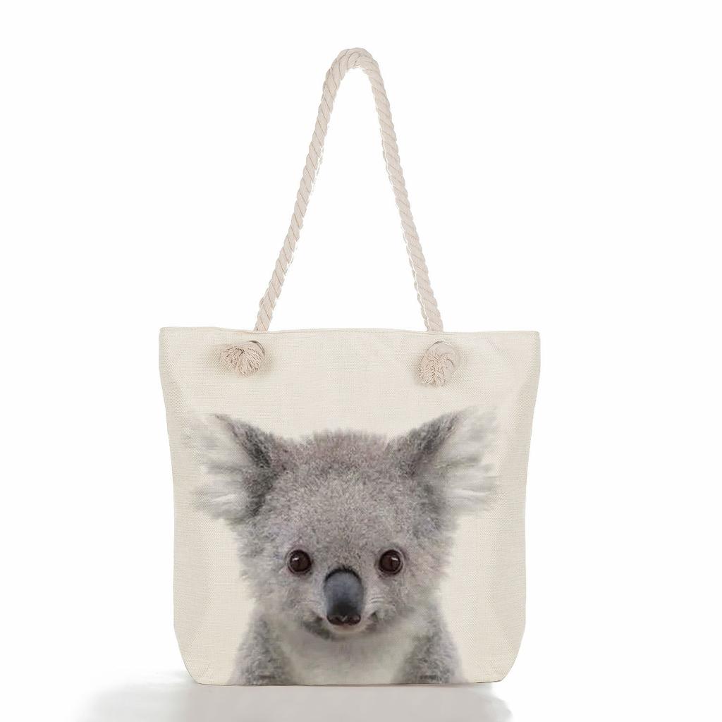 Cute Animals Print Thick Rope Single-shoulder Beach Bag 7210