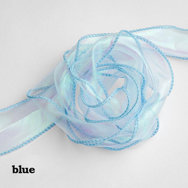 40mm 10 Yards Fishtail Organzaband Reflekterande Iridescent Vågig Kantband för Presentinslagning DIY Rosett Bukett Voileband